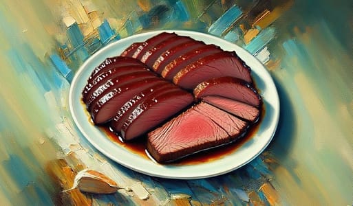 jimeng-2025-06-30-243-create a plate of bbq brisket using this photo as a reference.